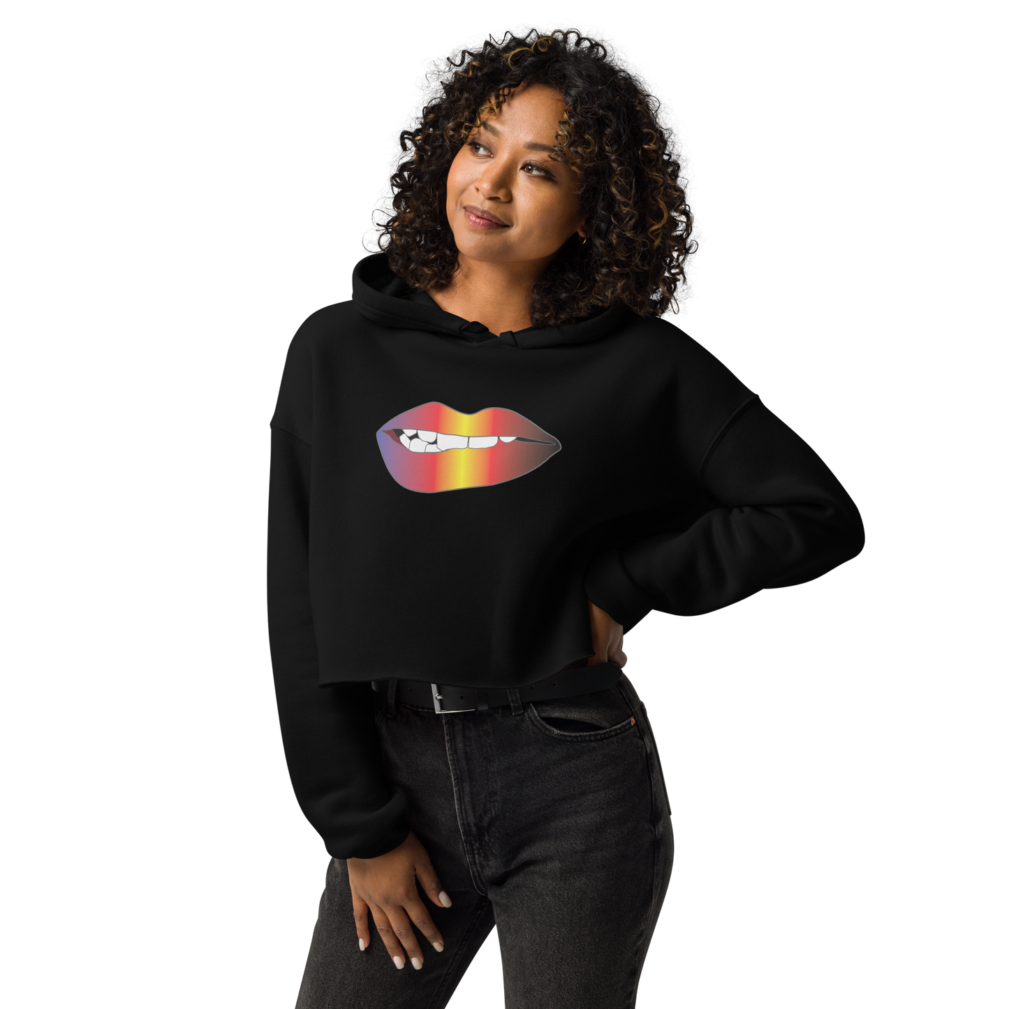 Biting Lips - Polyamory Pride - Gradient Crop Hoodie