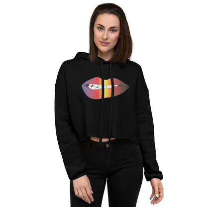 Biting Lips - Polyamory Pride - Gradient Crop Hoodie