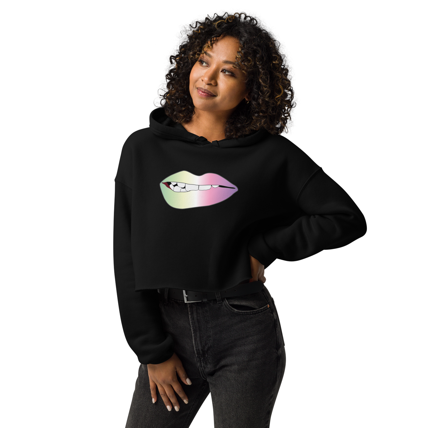 Biting Lips - Genderfae Pride - Gradient Crop Hoodie