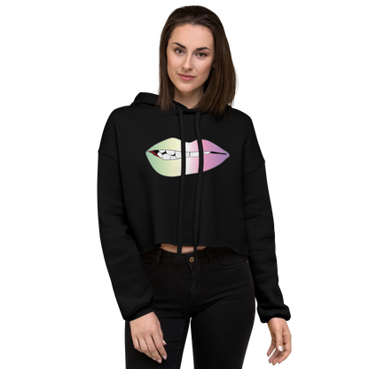 Biting Lips - Genderfae Pride - Gradient Crop Hoodie