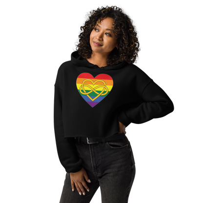 Polyamory Infinity Heart Rainbow Pride Crop Hoodie