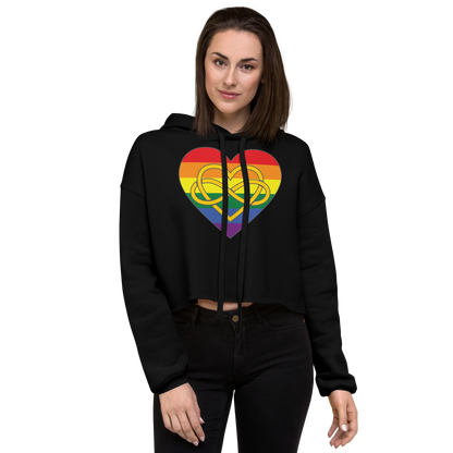 Polyamory Infinity Heart Rainbow Pride Crop Hoodie