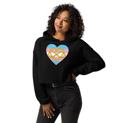 Polyamory Infinity Heart Trans Pride Crop Hoodie