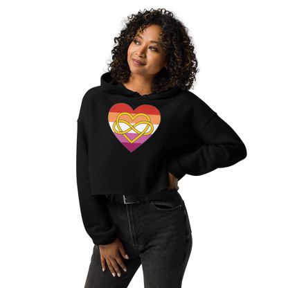 Polyamory Infinity Heart Lesbian Pride Crop Hoodie