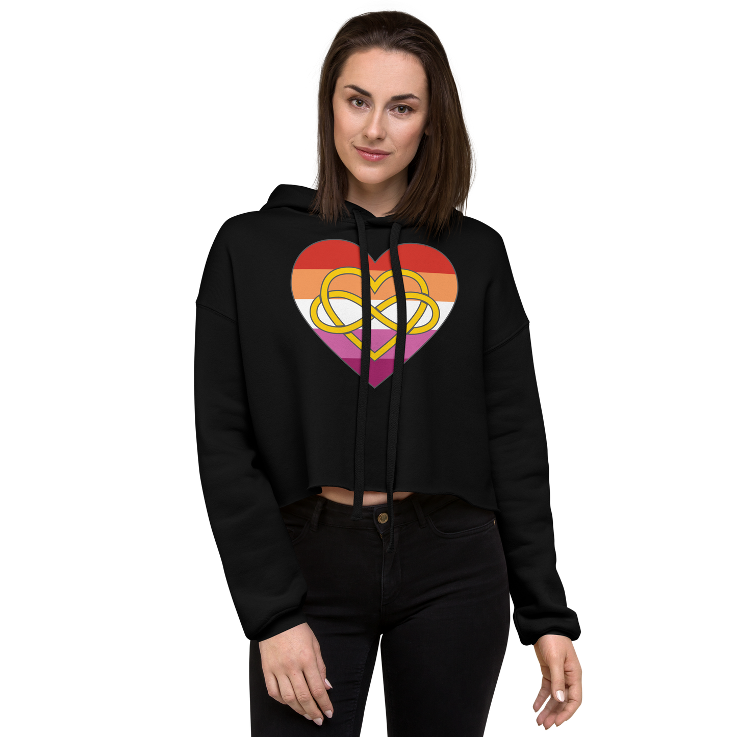 Polyamory Infinity Heart Lesbian Pride Crop Hoodie