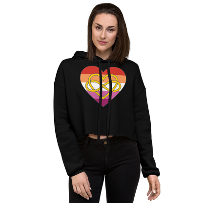 Polyamory Infinity Heart Lesbian Pride Crop Hoodie