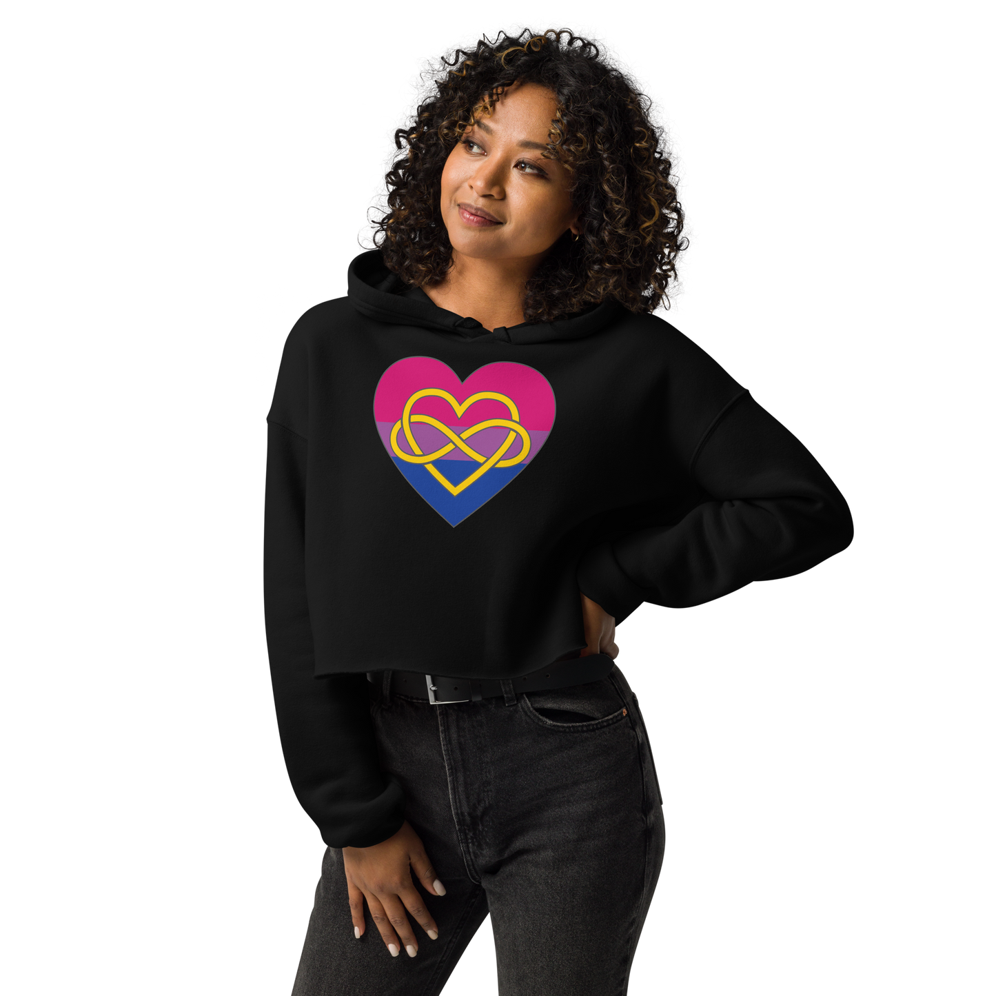 Polyamory Infinity Heart Bisexual Pride Crop Hoodie