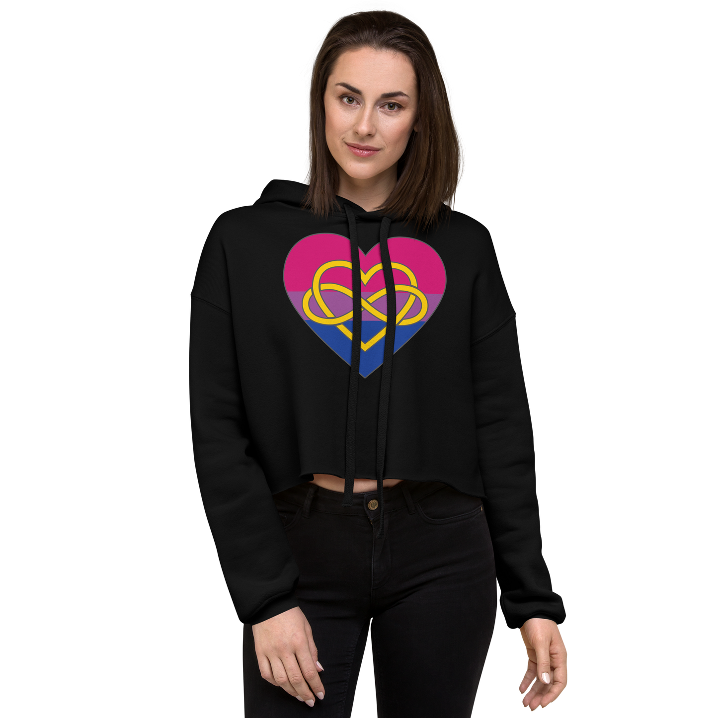 Polyamory Infinity Heart Bisexual Pride Crop Hoodie