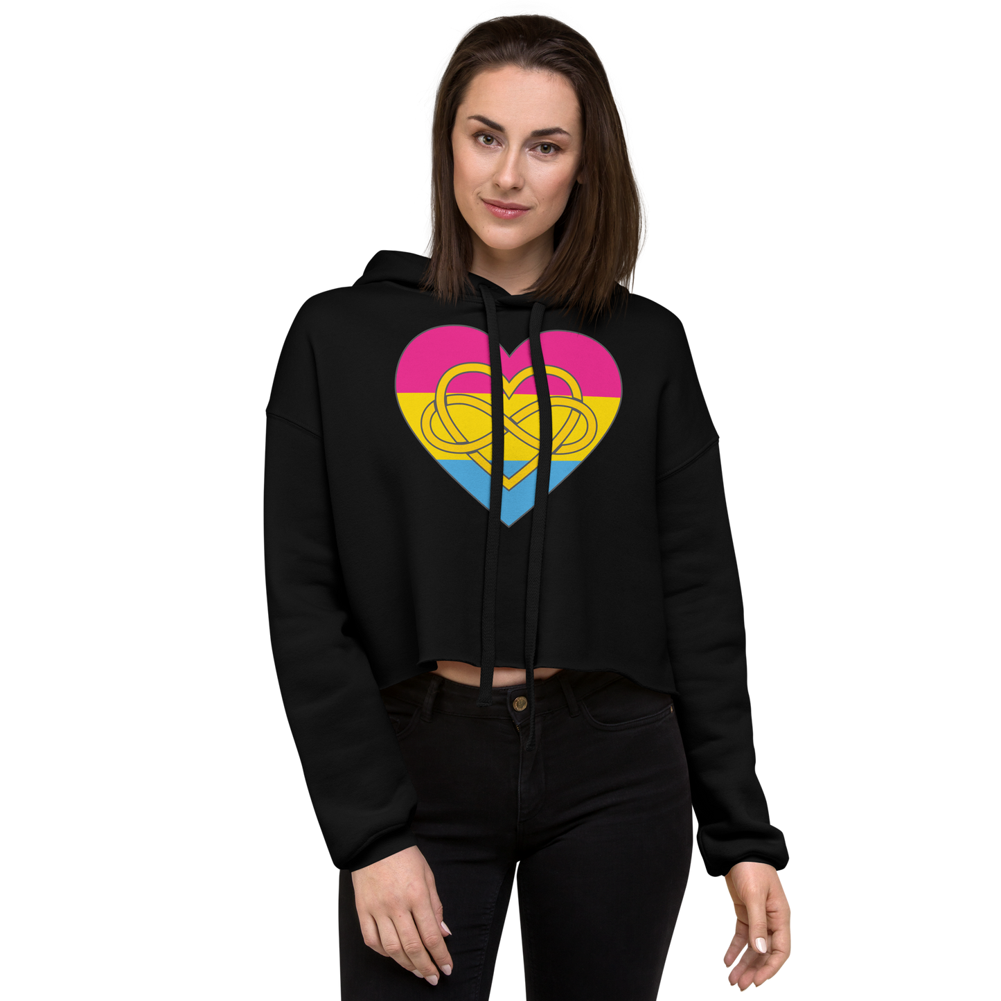 Polyamory Infinity Heart Pansexual Pride Crop Hoodie