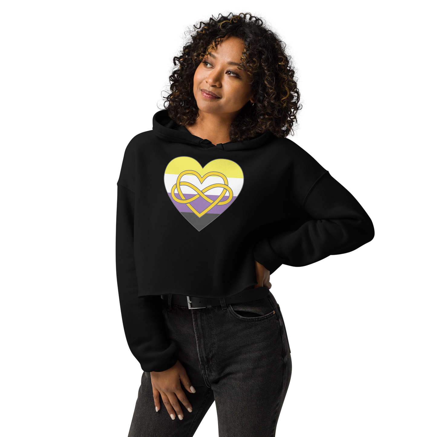 Polyamory Infinity Heart Non-binary Pride Crop Hoodie