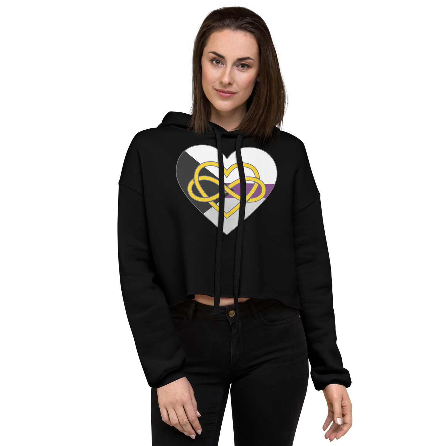 Polyamory Infinity Heart Demisexual Pride Crop Hoodie