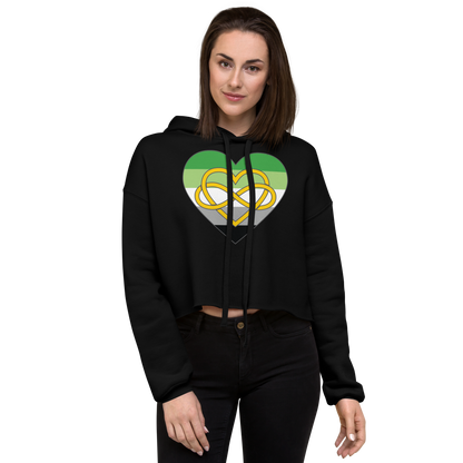 Polyamory Infinity Heart Aromantic Pride Crop Hoodie