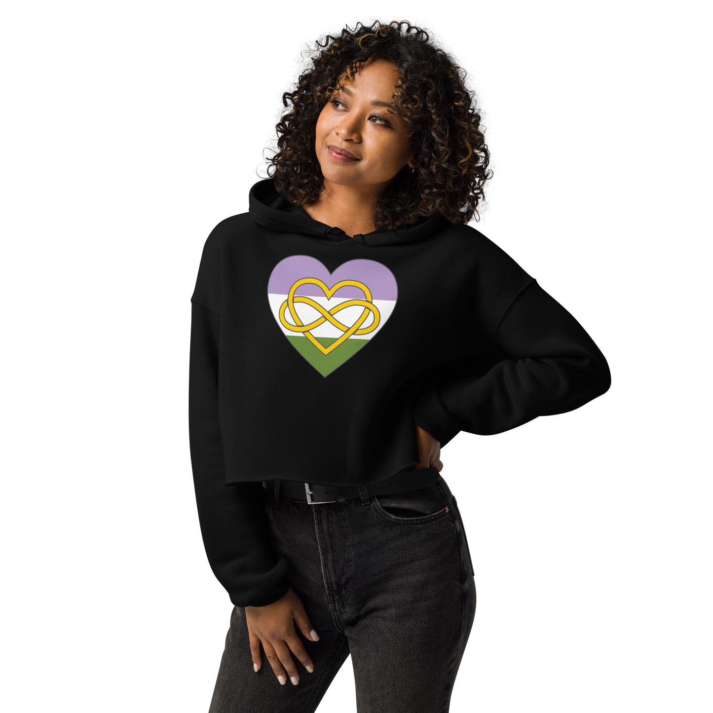 Polyamory Infinity Heart Genderqueer Pride Crop Hoodie