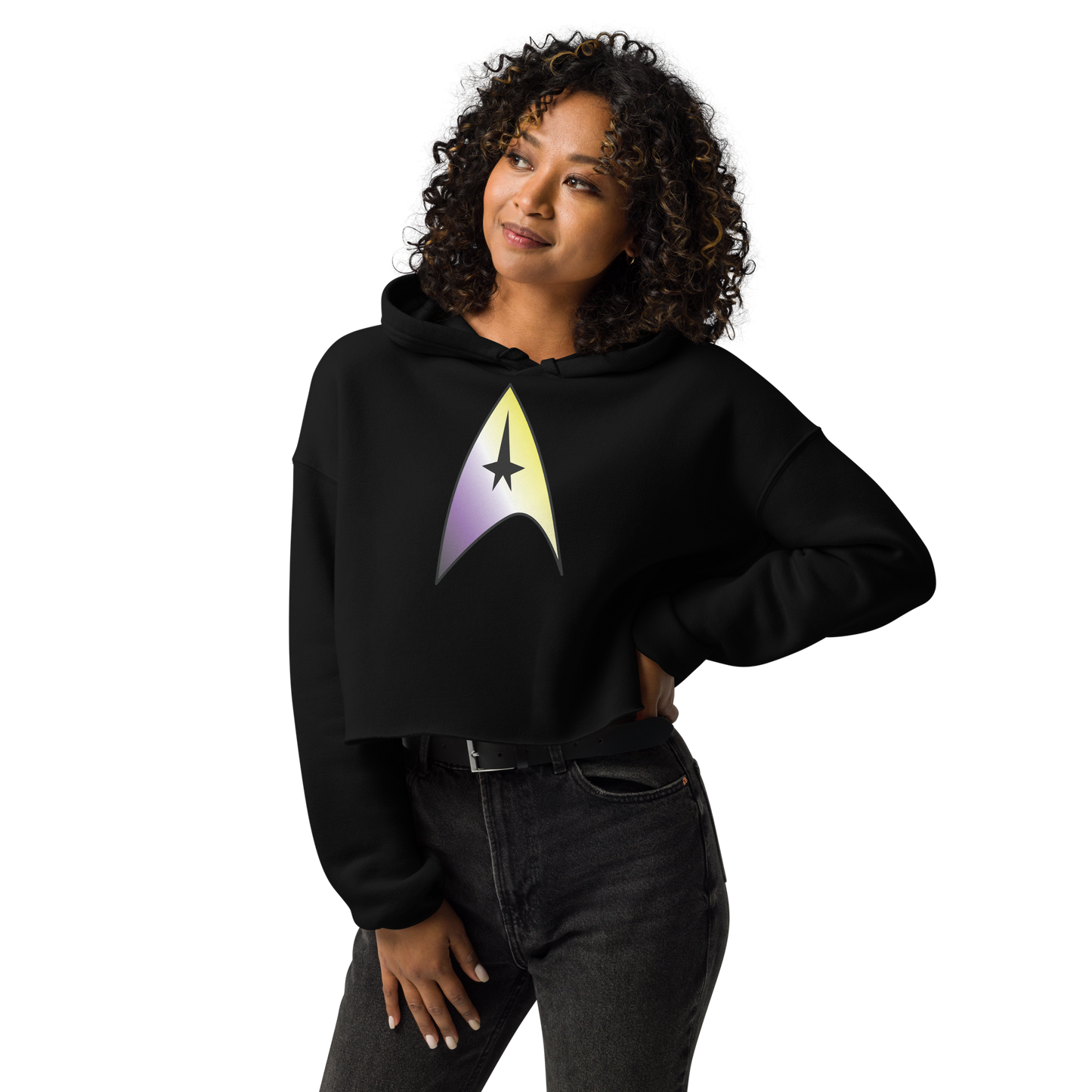 Starfleet Insignia - Non-binary Pride Crop Hoodie