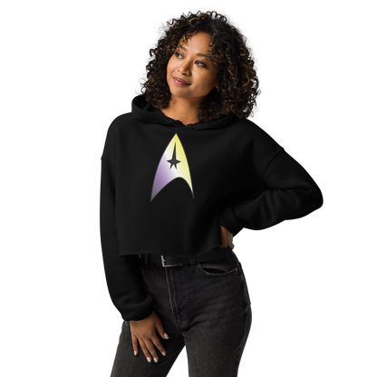 Starfleet Insignia - Non-binary Pride Crop Hoodie