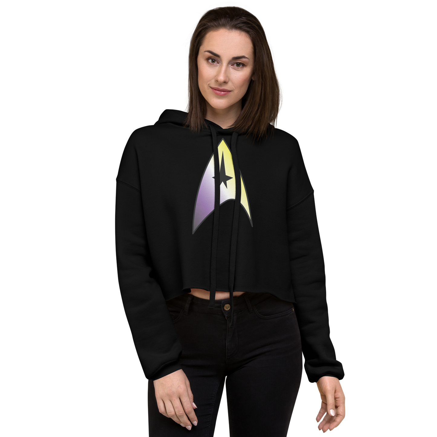 Starfleet Insignia - Non-binary Pride Crop Hoodie