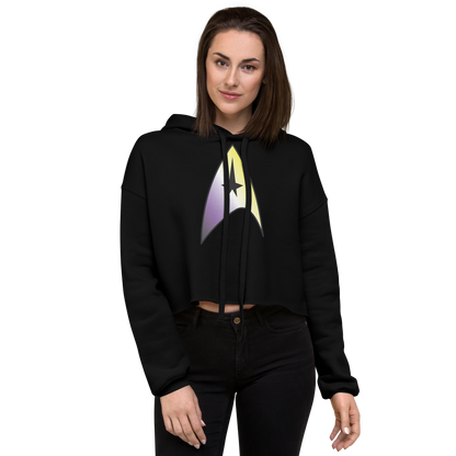 Starfleet Insignia - Non-binary Pride Crop Hoodie