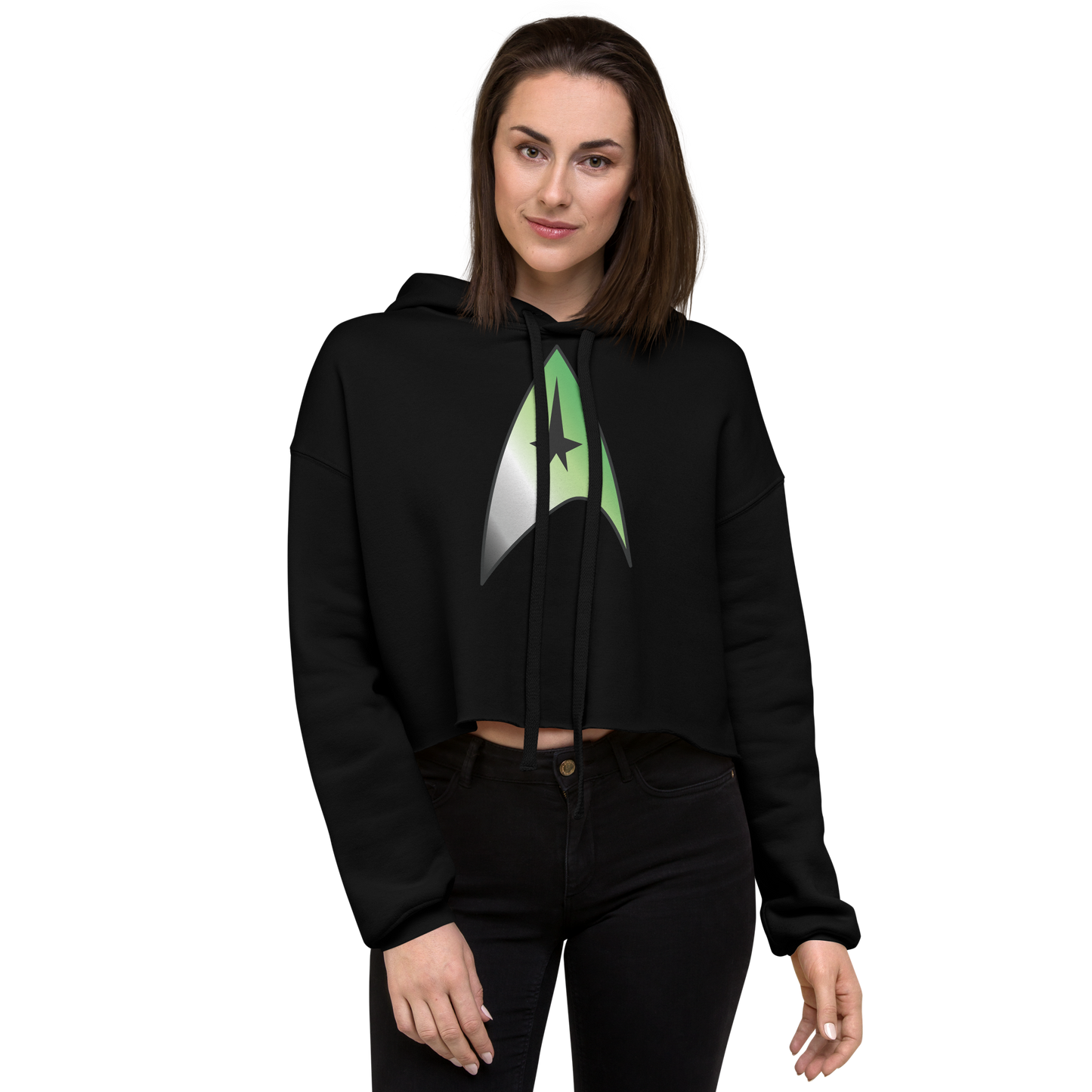 Starfleet Insignia - Aromantic Pride Crop Hoodie