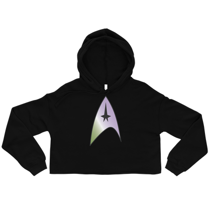 Starfleet Insignia - Genderqueer Pride Crop Hoodie