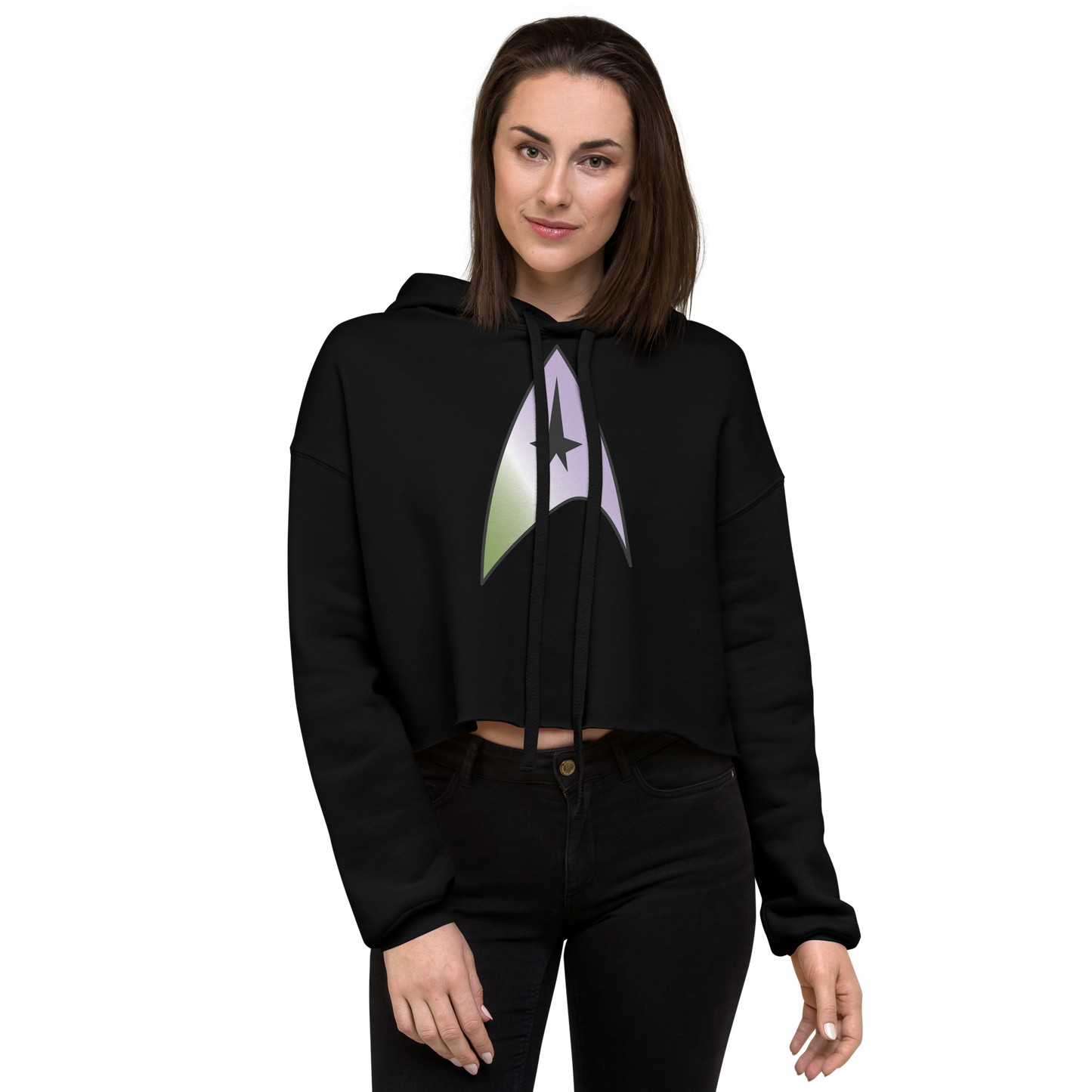 Starfleet Insignia - Genderqueer Pride Crop Hoodie