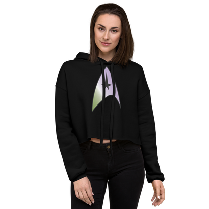 Starfleet Insignia - Genderqueer Pride Crop Hoodie