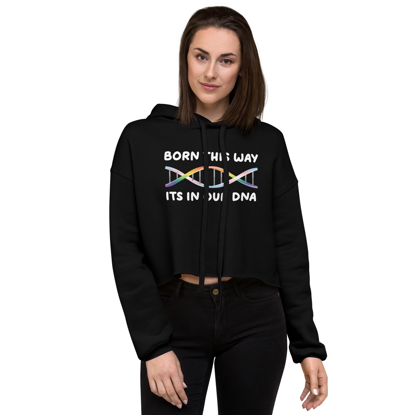 Born This Way - Rainbow/Trans Crop Hoodie