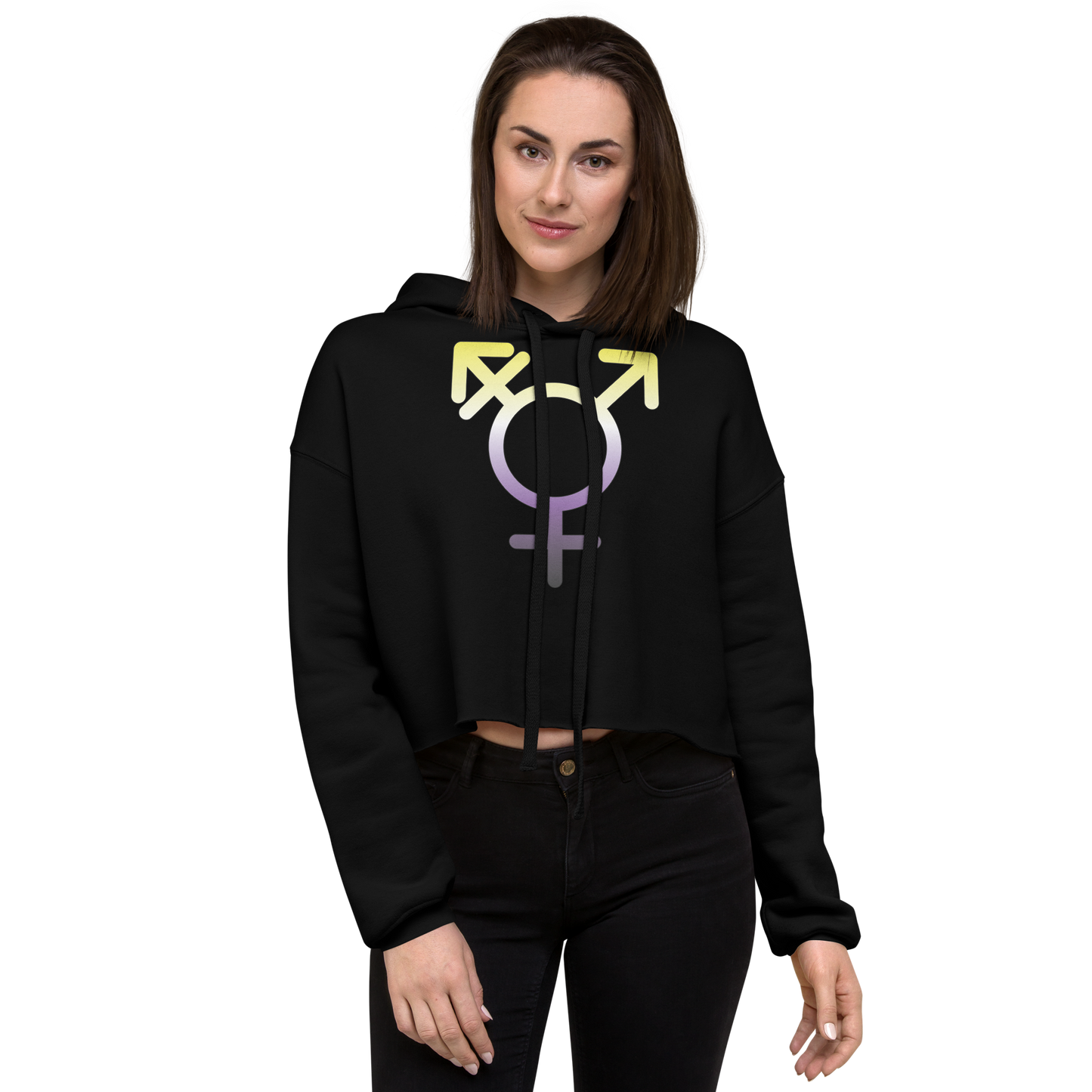 Transgender Symbol - Non-binary Pride Crop Hoodie