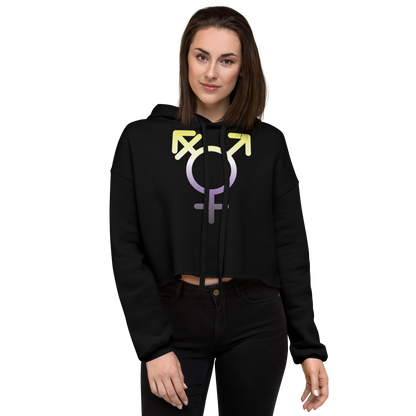 Transgender Symbol - Non-binary Pride Crop Hoodie