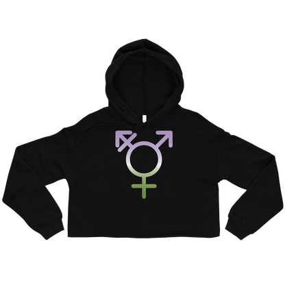 Transgender Symbol - Genderqueer Pride Crop Hoodie