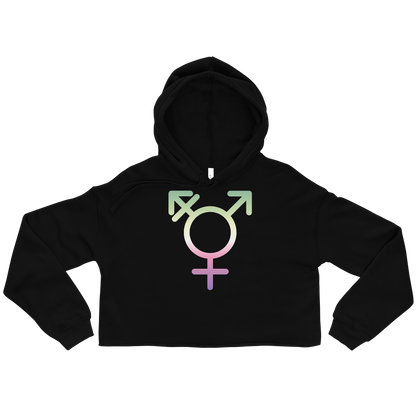 Transgender Symbol - Genderfae Pride Crop Hoodie