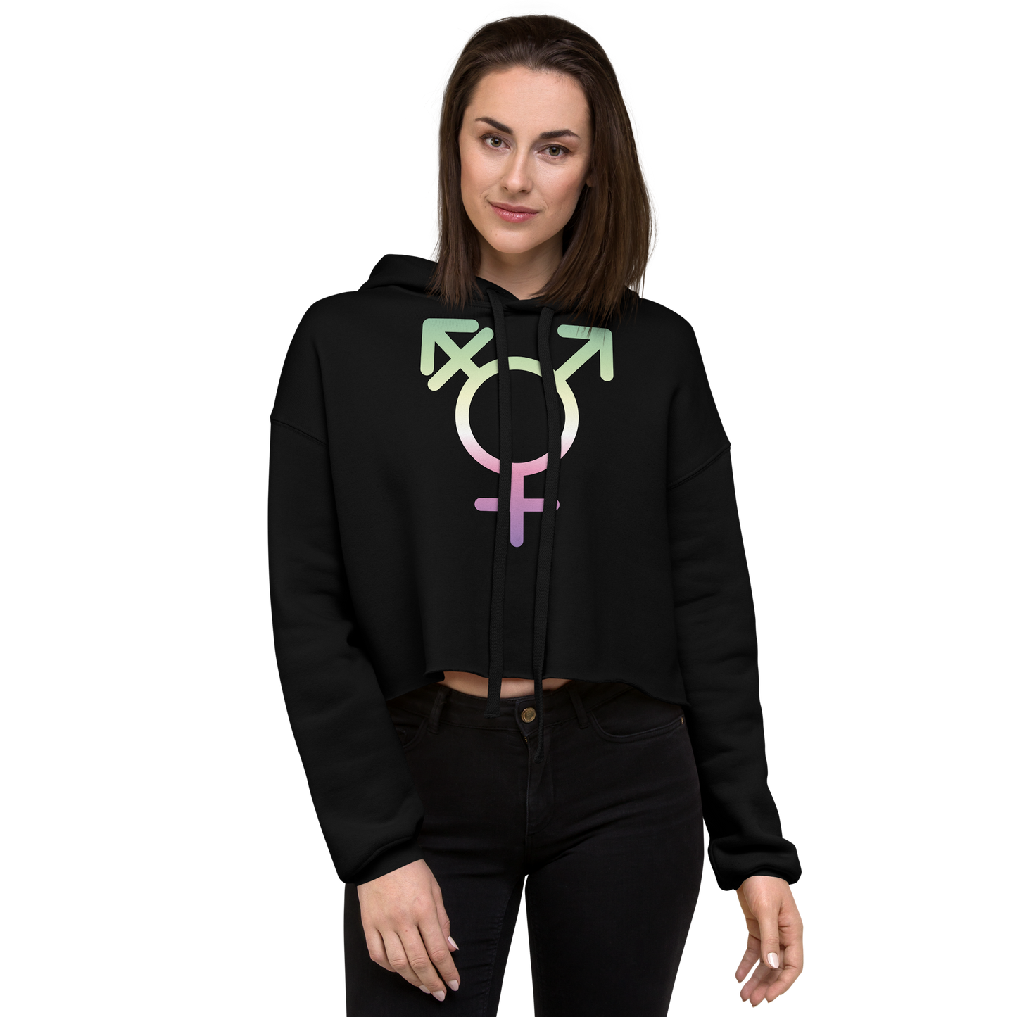 Transgender Symbol - Genderfae Pride Crop Hoodie