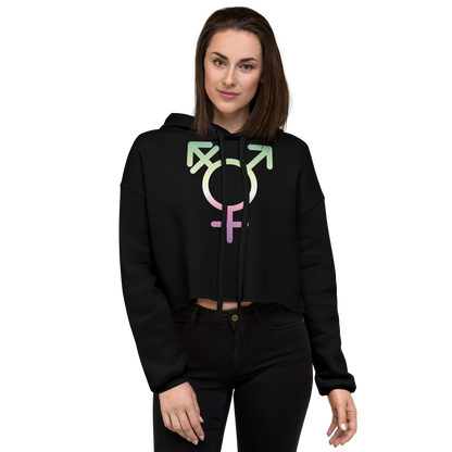 Transgender Symbol - Genderfae Pride Crop Hoodie