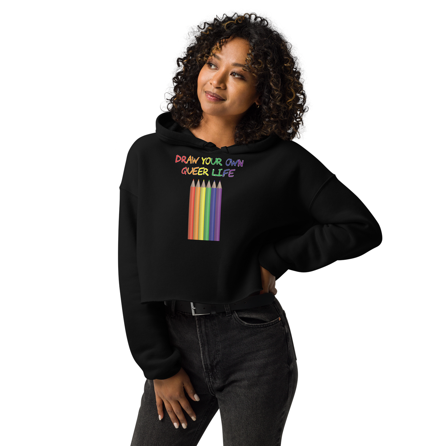 Draw Your Own Queer Life Crop Hoodie