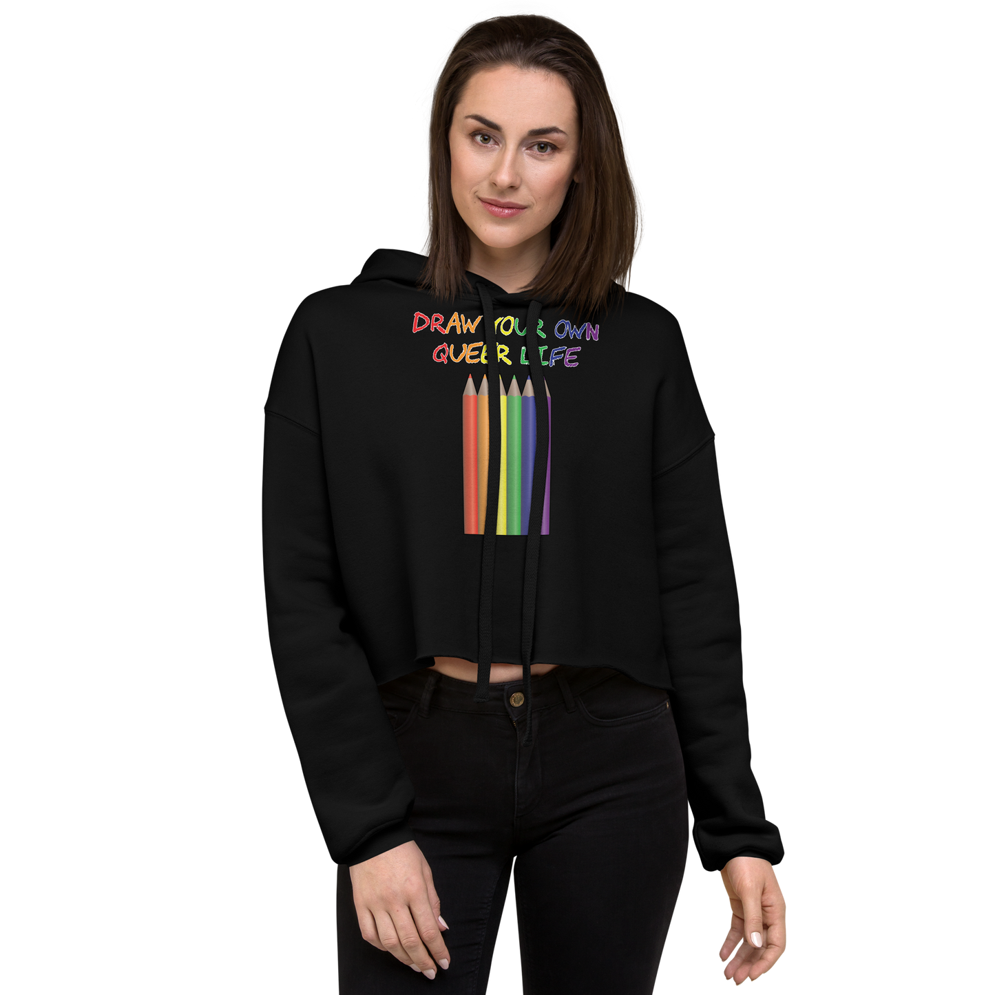 Draw Your Own Queer Life Crop Hoodie