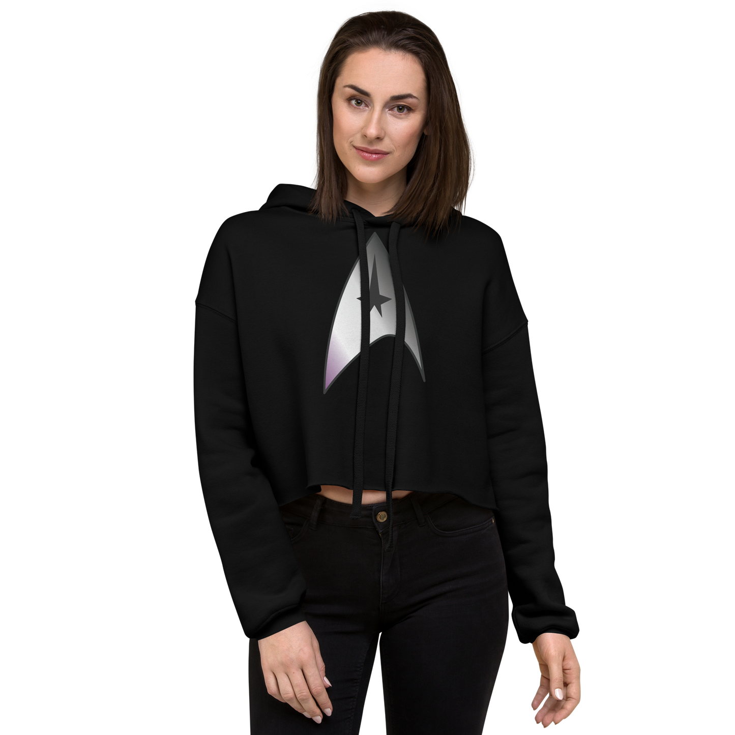 Starfleet Insignia - Asexual/Demisexual Pride Crop Hoodie