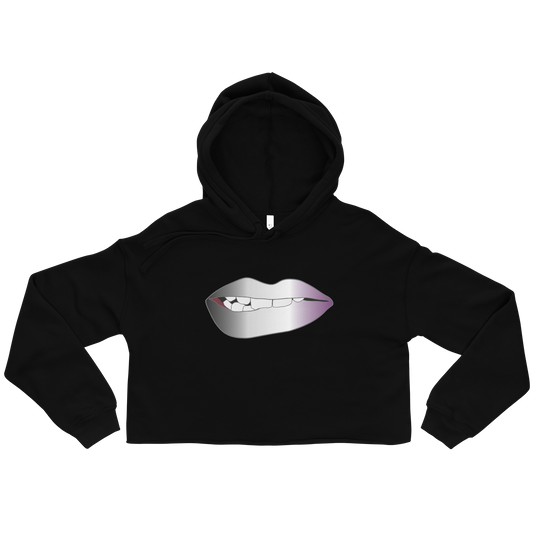 Biting Lips - Asexual/Demisexual Pride - Gradient Crop Hoodie