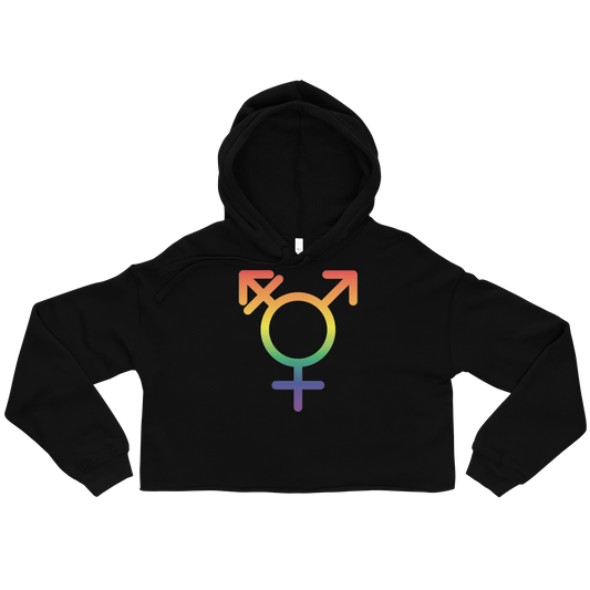 Transgender Symbol - Rainbow Pride Crop Hoodie