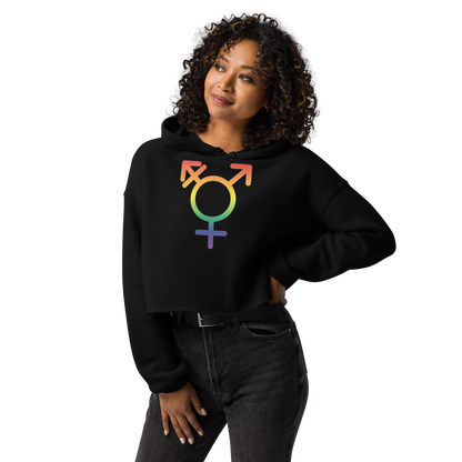 Transgender Symbol - Rainbow Pride Crop Hoodie