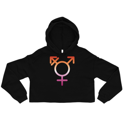 Transgender Symbol - Lesbian Pride Crop Hoodie