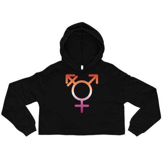 Transgender Symbol - Lesbian Pride Crop Hoodie