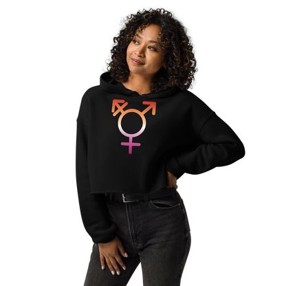 Transgender Symbol - Lesbian Pride Crop Hoodie