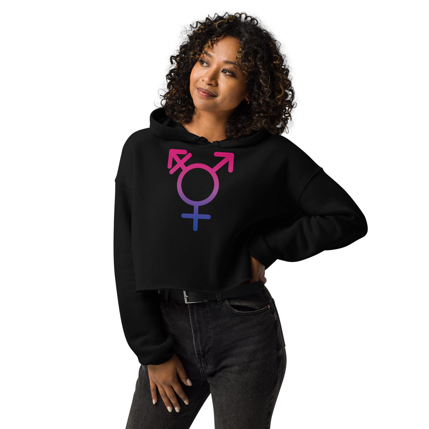 Transgender Symbol - Bisexual Pride Crop Hoodie