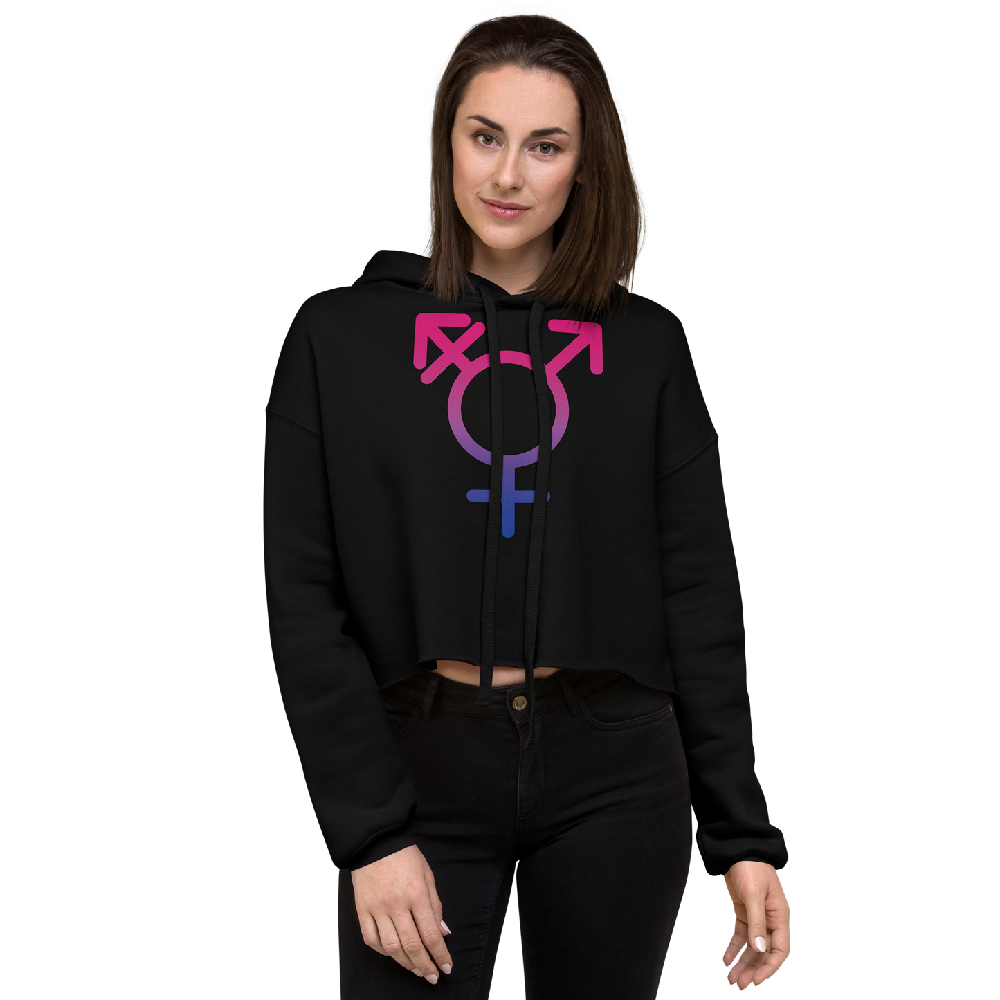 Transgender Symbol - Bisexual Pride Crop Hoodie