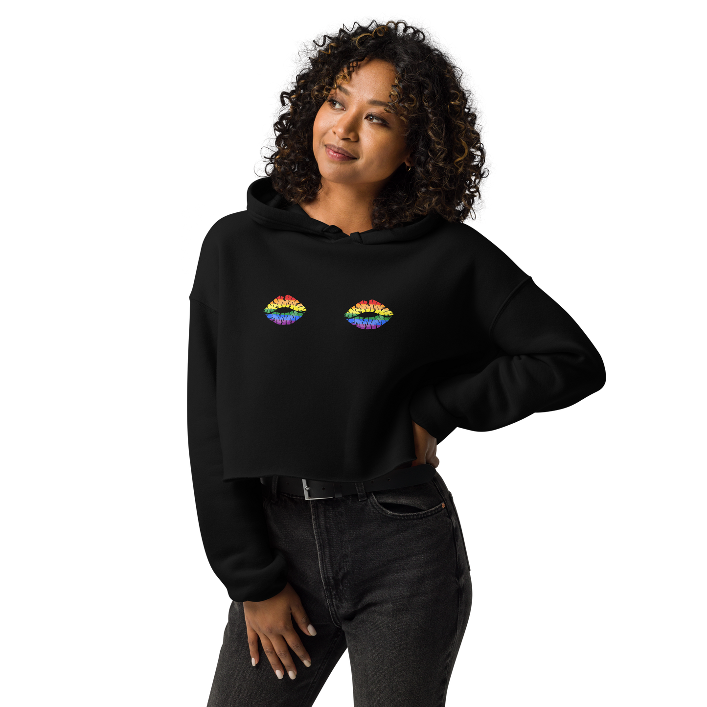 Rainbow Boob Kisses Crop Hoodie