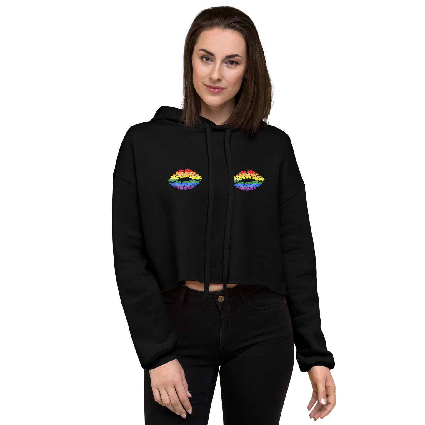 Rainbow Boob Kisses Crop Hoodie