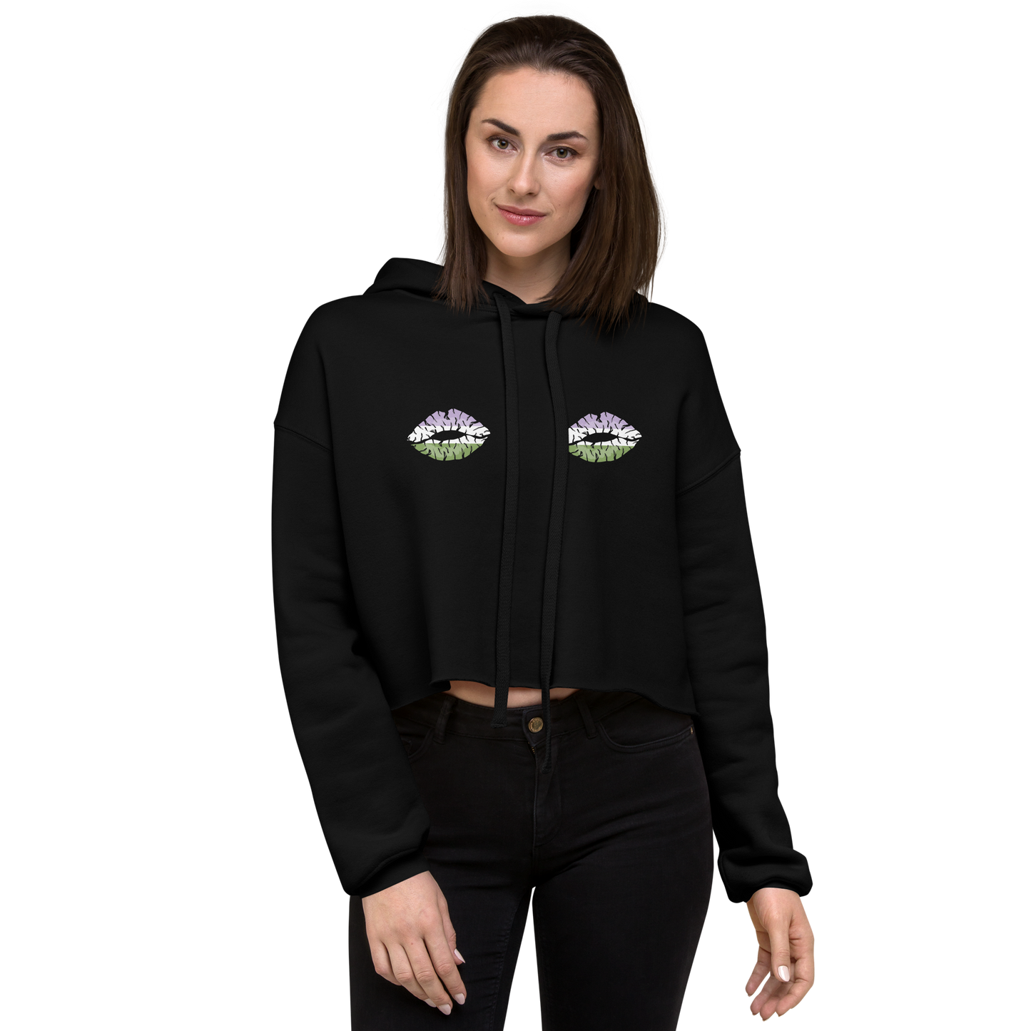 Genderqueer Boob Kisses Crop Hoodie