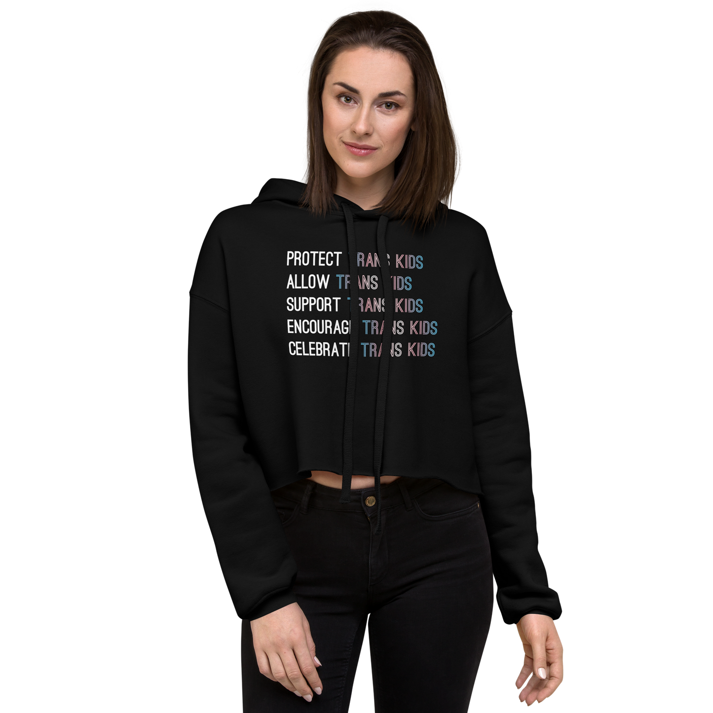 Support Trans Kids Crop Hoodie