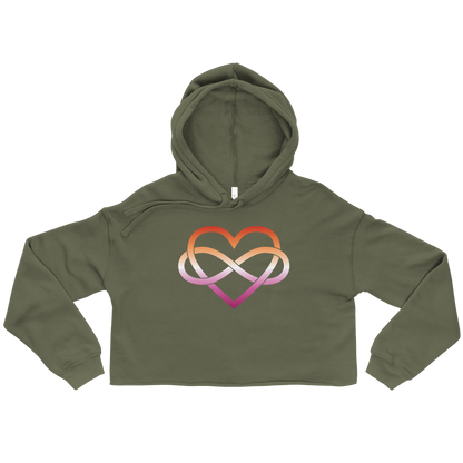 Polyamory Infinity Heart - Lesbian Crop Hoodie