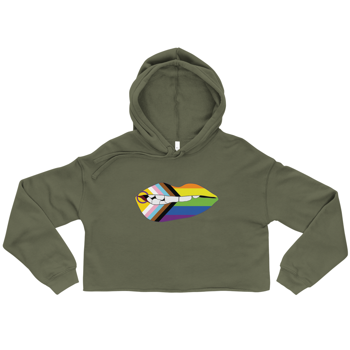 Biting Lips - Progress Pride Flag Crop Hoodie