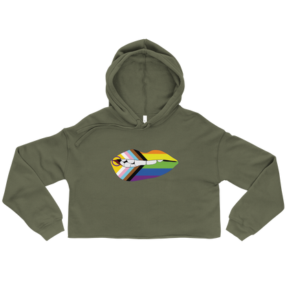 Biting Lips - Progress Pride Flag Crop Hoodie